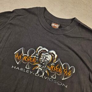 Harley Davidson T-Shirt Mens 2XL Black New Orleans Joker Flame Graphic 2007 USA